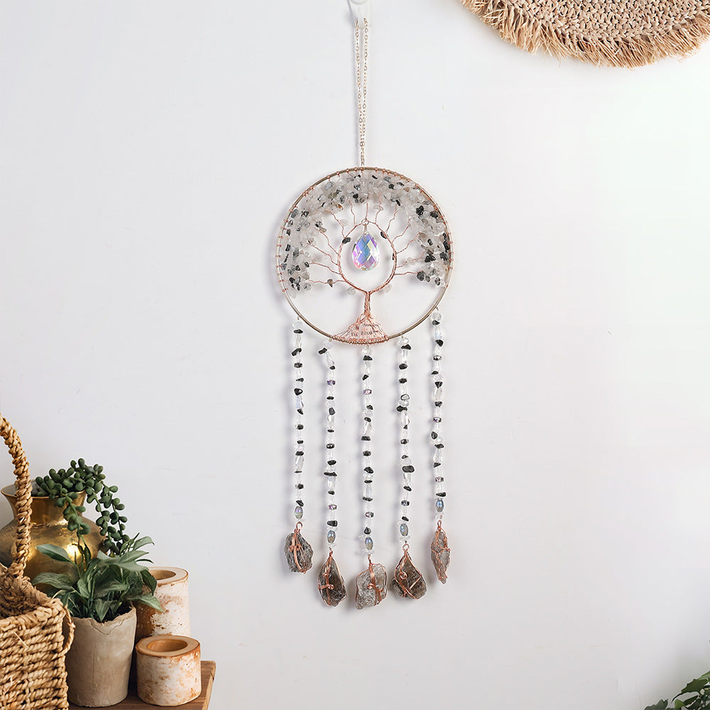 Handmade Dreamcatcher Wind Chime With Natural Stone, Perfect Christmas Home Decor