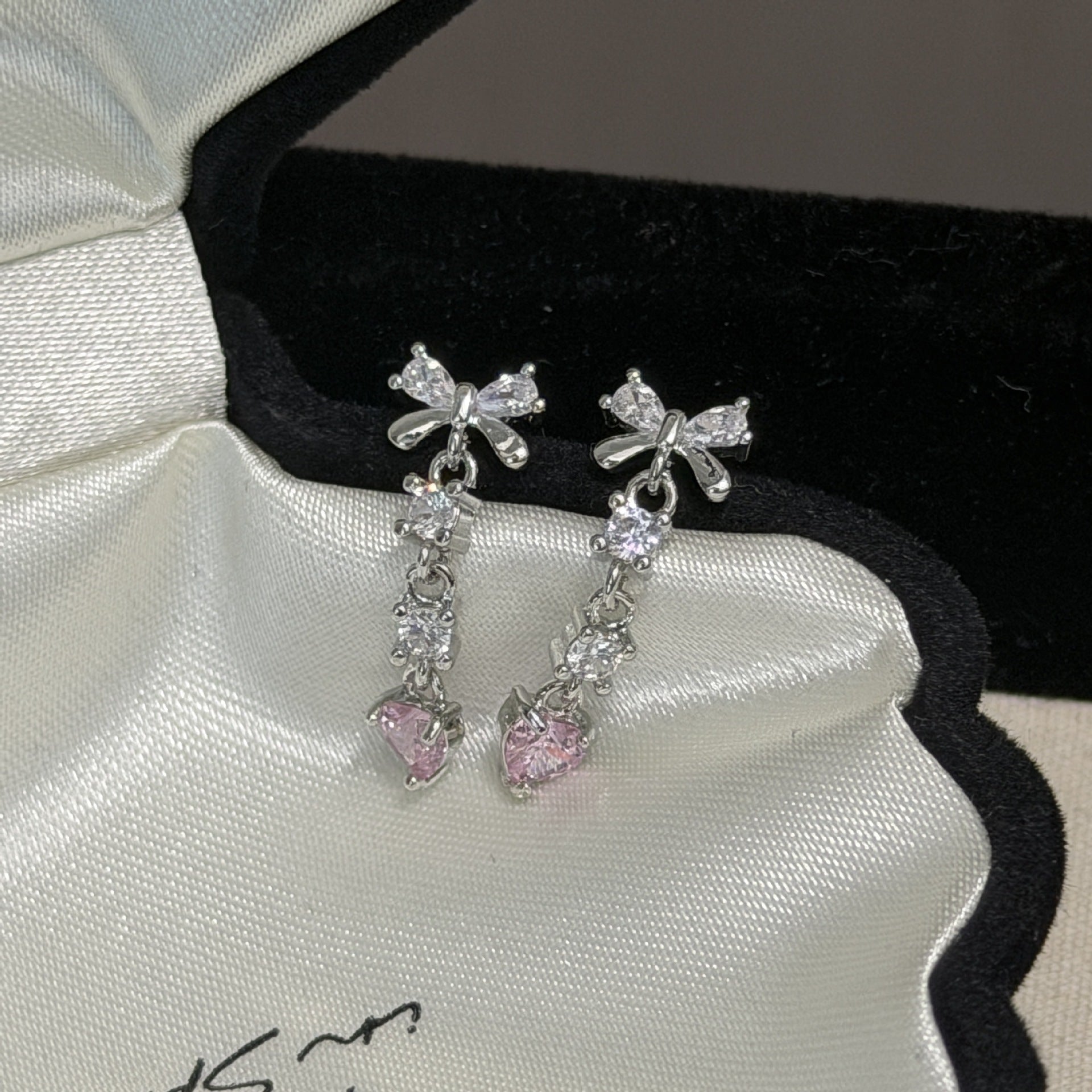 Bow Tie Tassel Ear Cartilage Rings & Studs For Women, Titanium Steel With Zirconia Inlay Stud Earrings