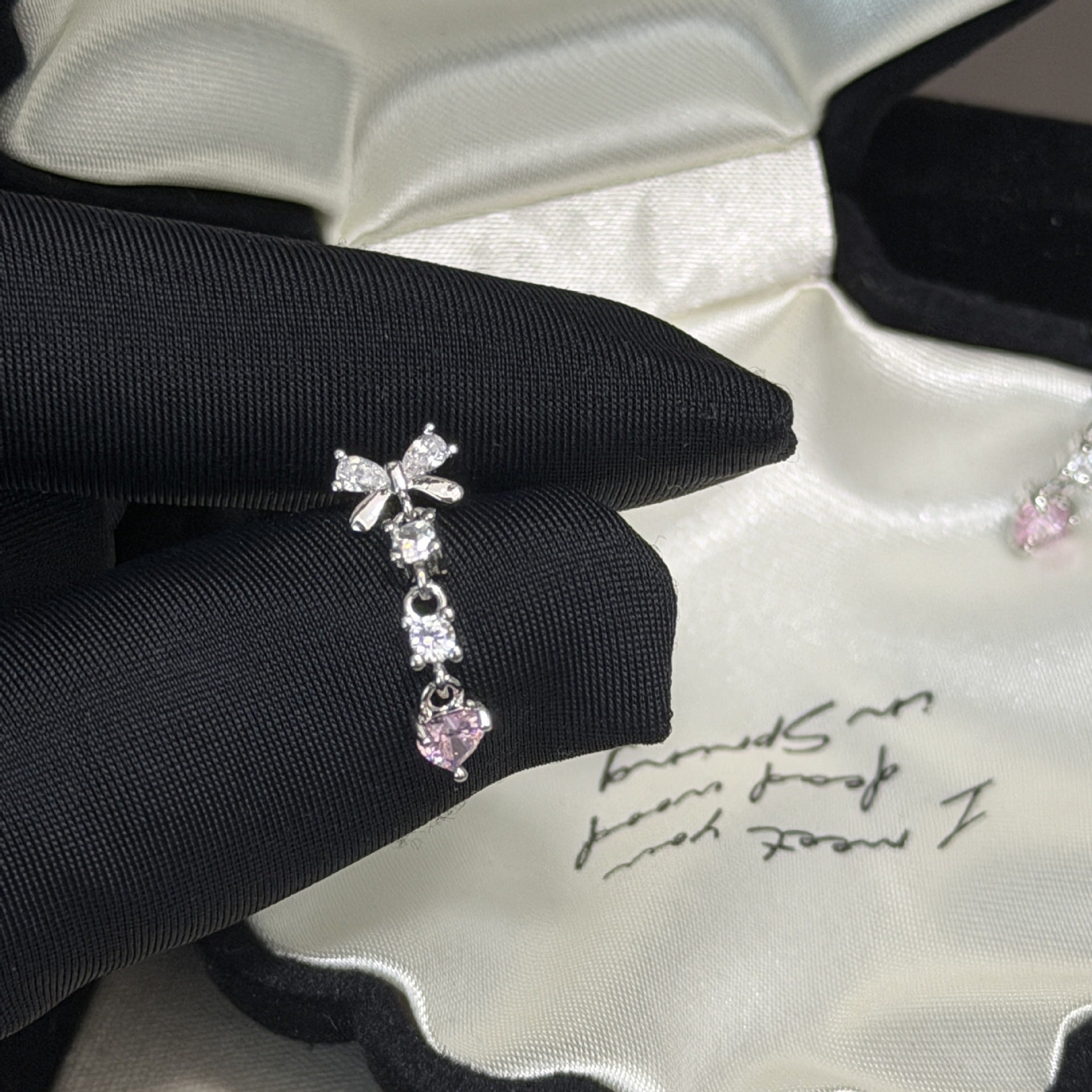 Bow Tie Tassel Ear Cartilage Rings & Studs For Women, Titanium Steel With Zirconia Inlay Stud Earrings