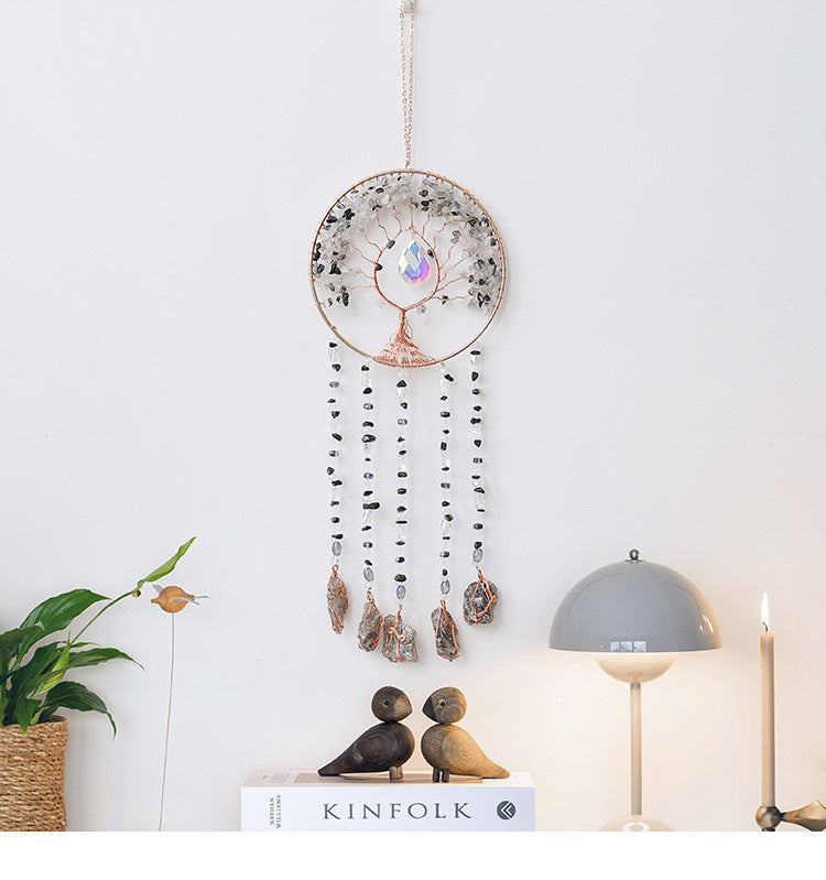 Handmade Dreamcatcher Wind Chime With Natural Stone, Perfect Christmas Home Decor