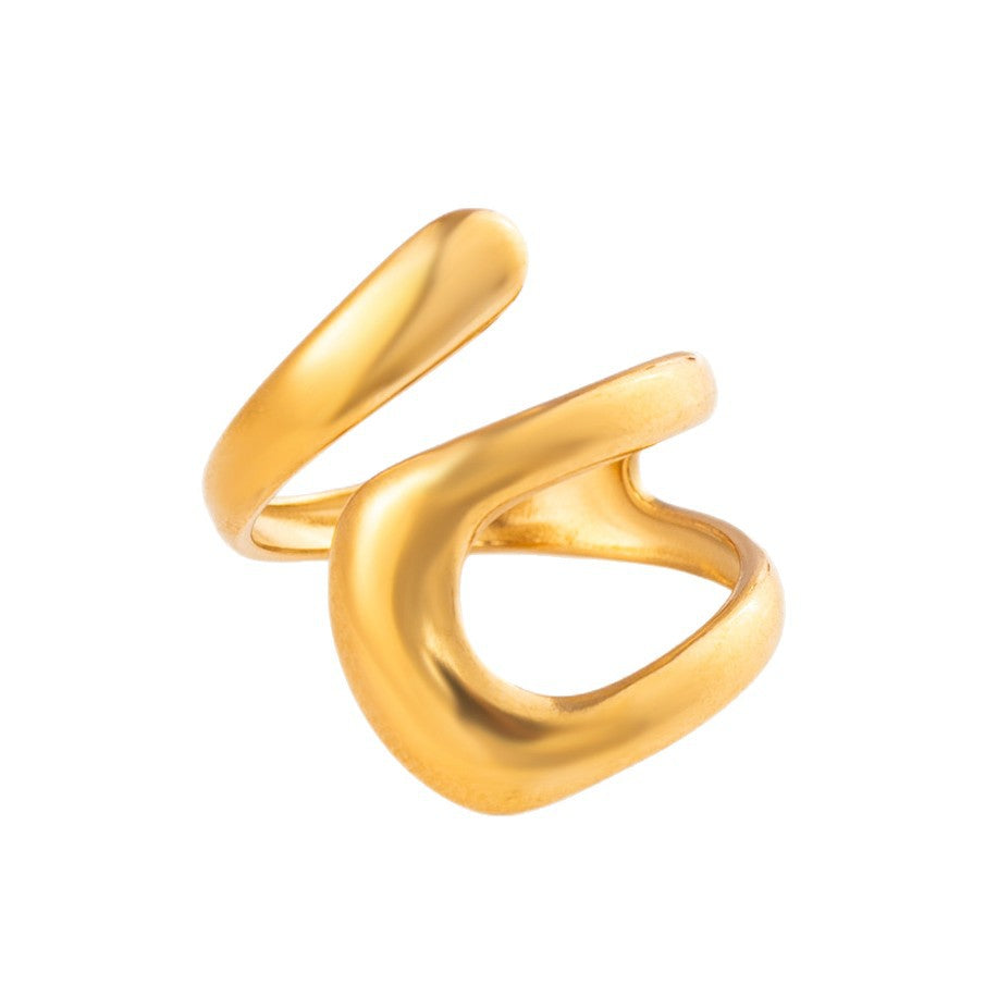 Geometric Open Rings For Unisex, Waterproof Non Tarnish 304 Stainless Steel With PVD Coated 18K Real Gold Plated Finish