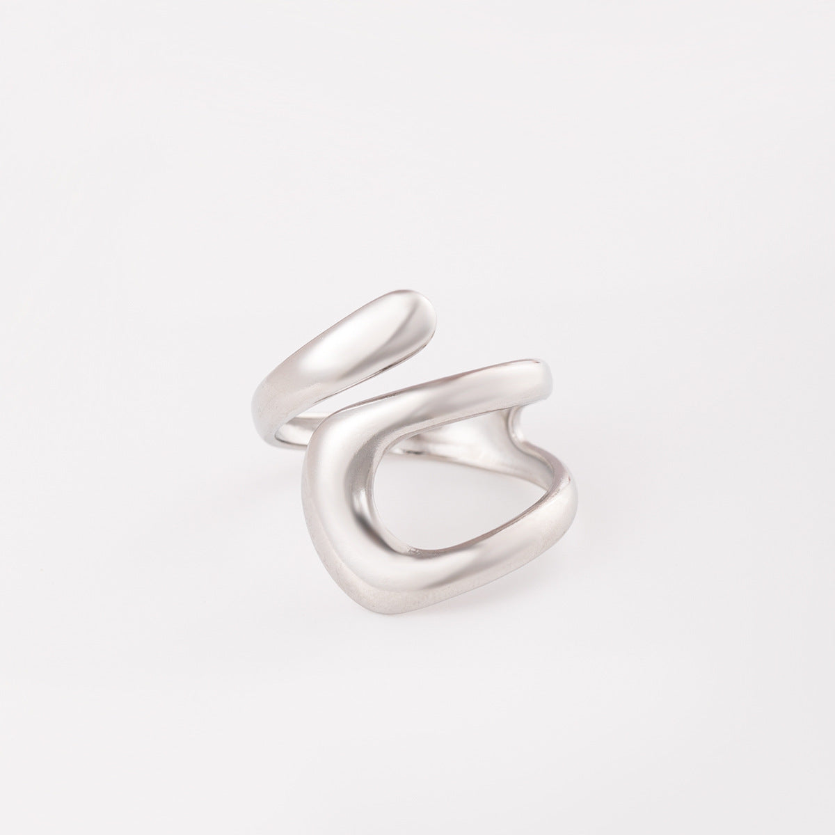 Geometric Open Rings For Unisex, Waterproof Non Tarnish 304 Stainless Steel With PVD Coated 18K Real Gold Plated Finish