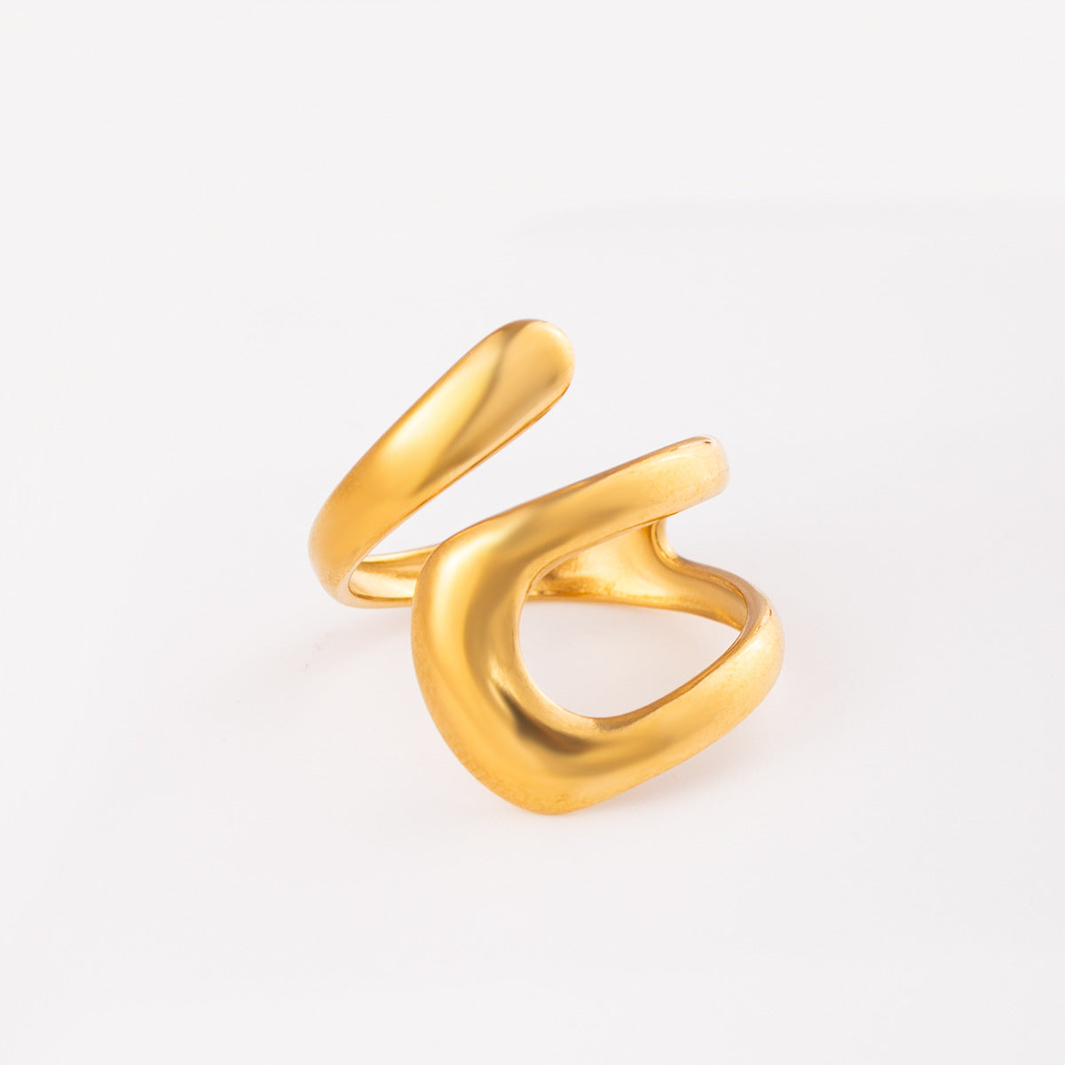 Geometric Open Rings For Unisex, Waterproof Non Tarnish 304 Stainless Steel With PVD Coated 18K Real Gold Plated Finish