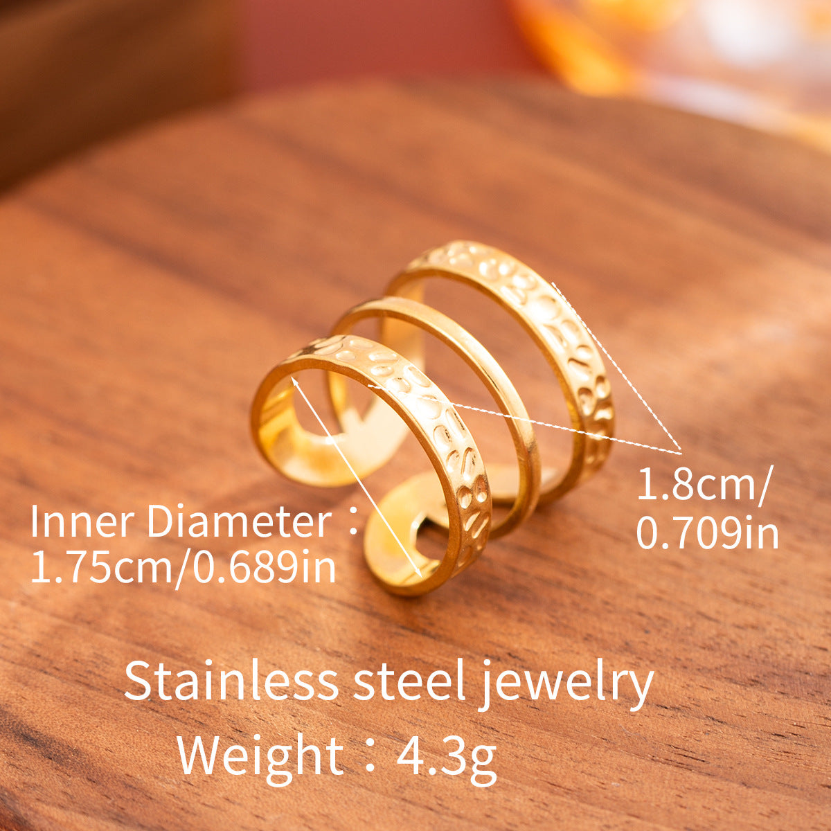 Geometric Open Rings In Steel Color, Simple Style Unisex 304 Stainless Steel With Real Gold Plated Waterproof Non Tarnish Finish