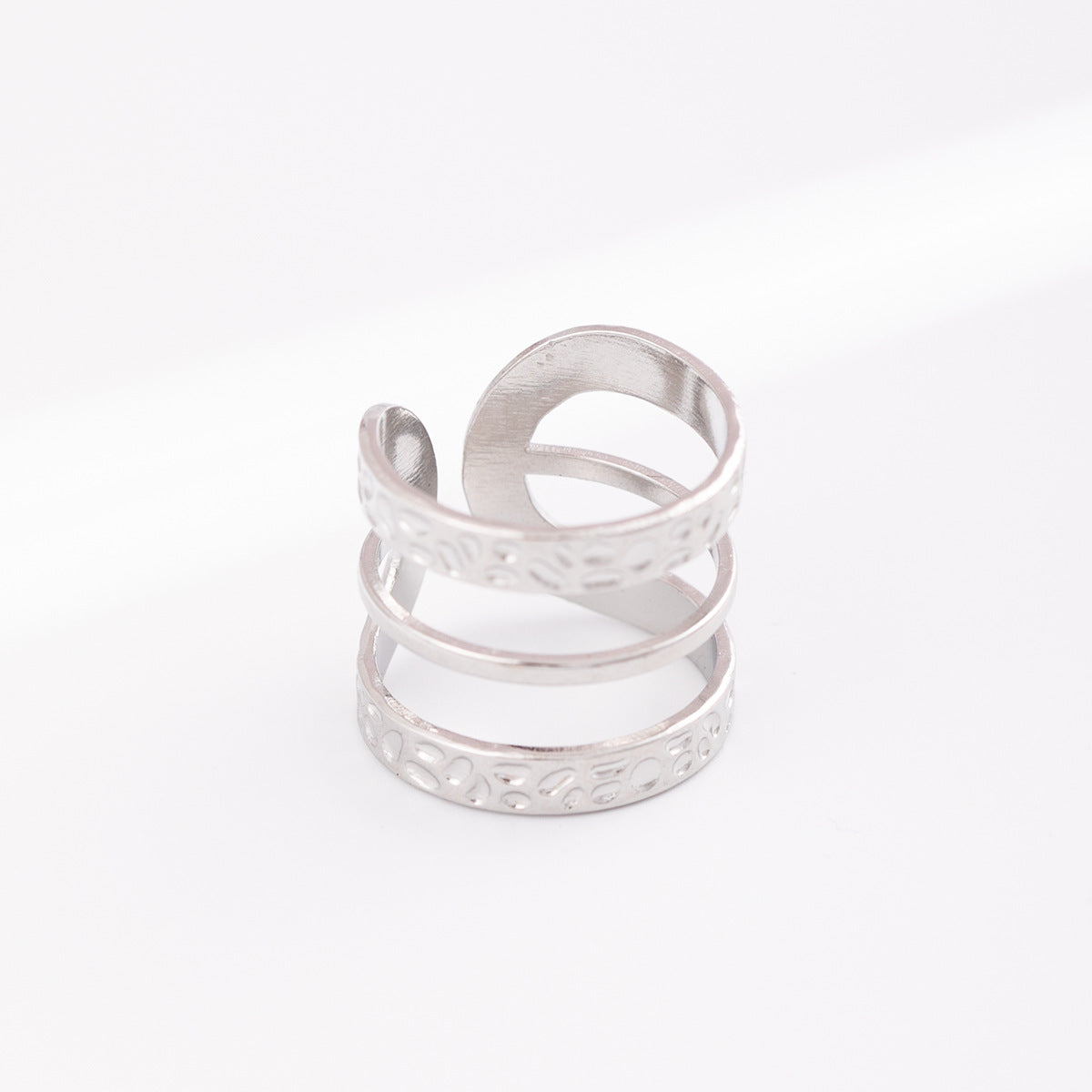 Geometric Open Rings In Steel Color, Simple Style Unisex 304 Stainless Steel With Real Gold Plated Waterproof Non Tarnish Finish