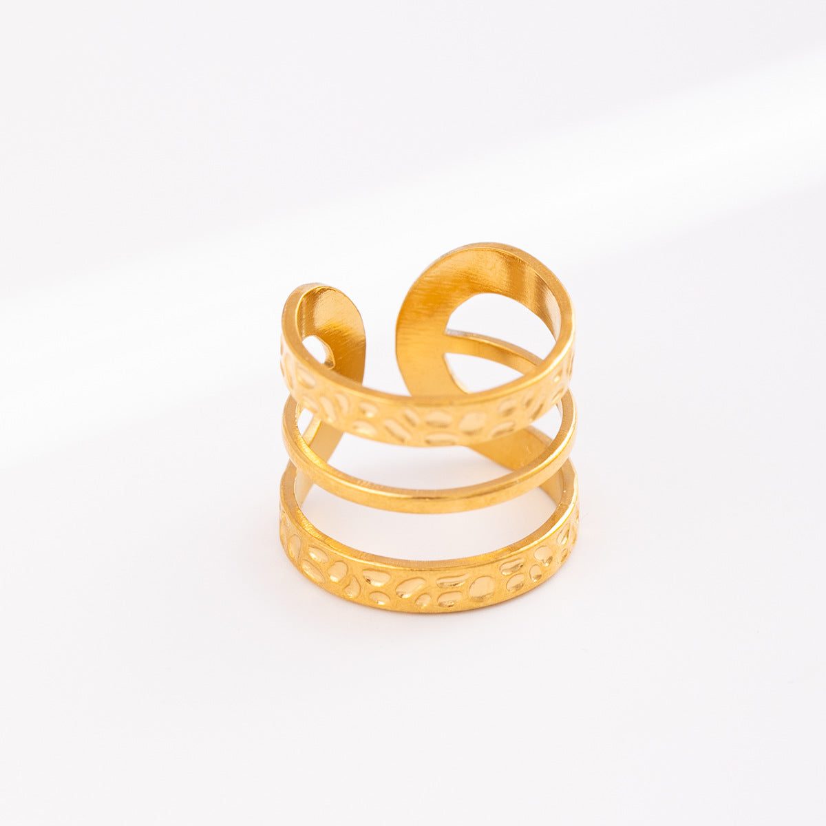 Geometric Open Rings In Steel Color, Simple Style Unisex 304 Stainless Steel With Real Gold Plated Waterproof Non Tarnish Finish
