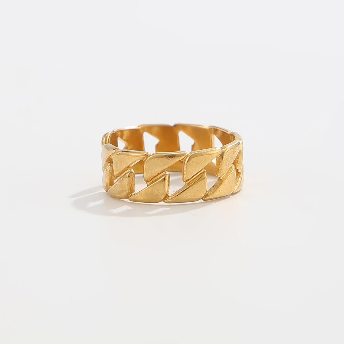 Men's Square Gold Open Rings In Metal, 4 Pieces Set