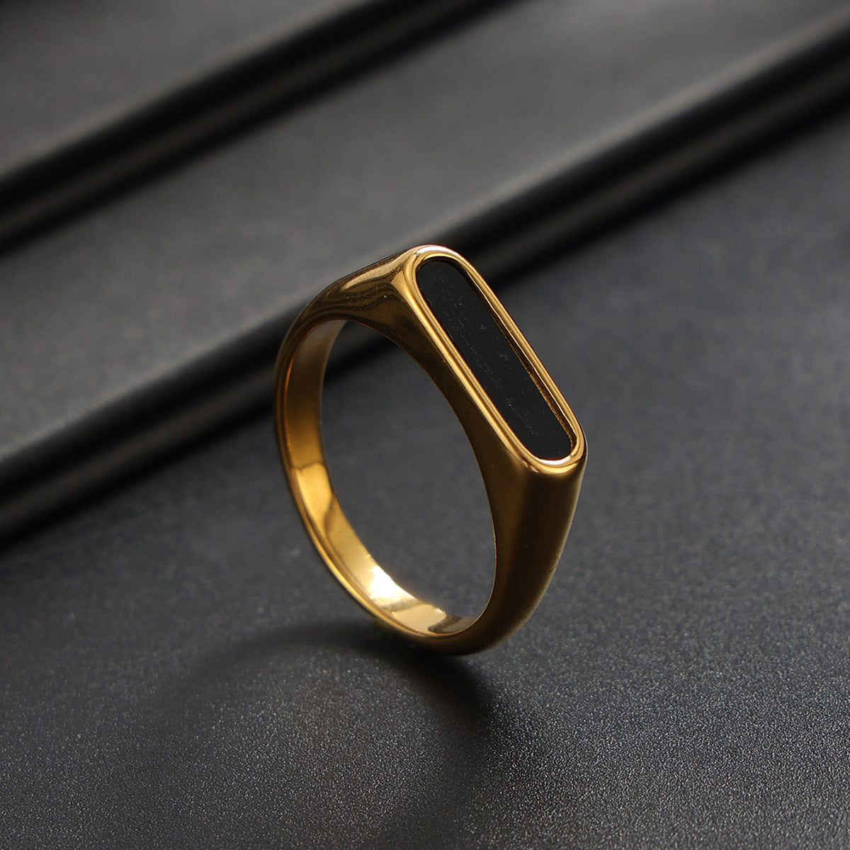 Men's Square Gold Open Rings In Metal, 4 Pieces Set