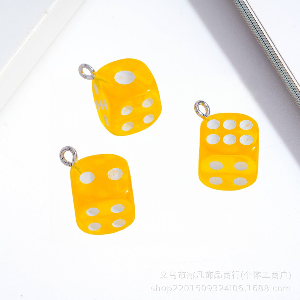Acrylic Dice Pendant With Electroplated Finish, Novelty Jewelry Accessory In Colour