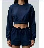 Casual Shorts Co-ord Set In Polyester Featuring 3D Print With Long Sleeve Top And Shorts, 2 Pieces Set