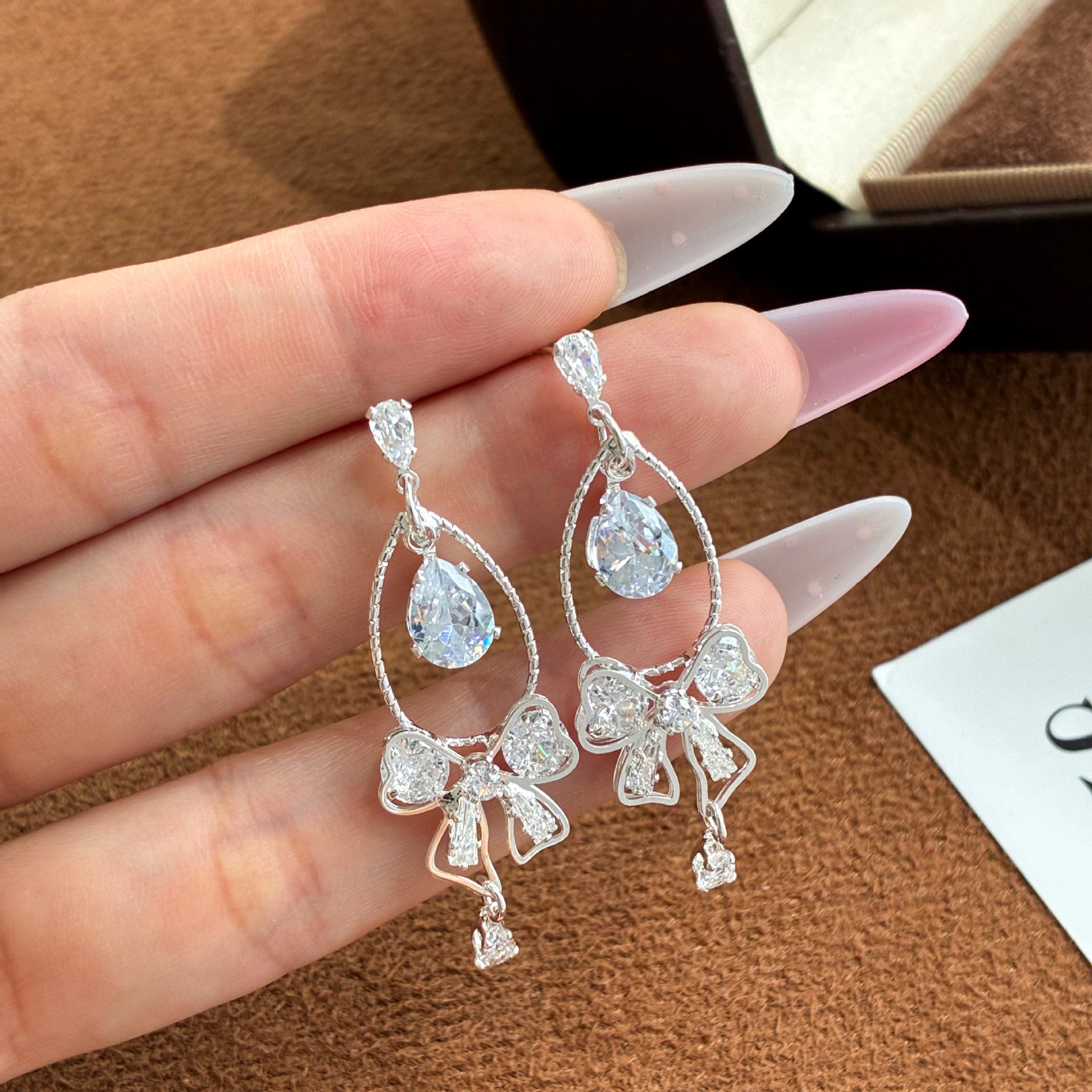 Elaborate Gold Butterfly Drop Earrings For Women With Sweet Style Featuring Zircon Inlay And Copper Material