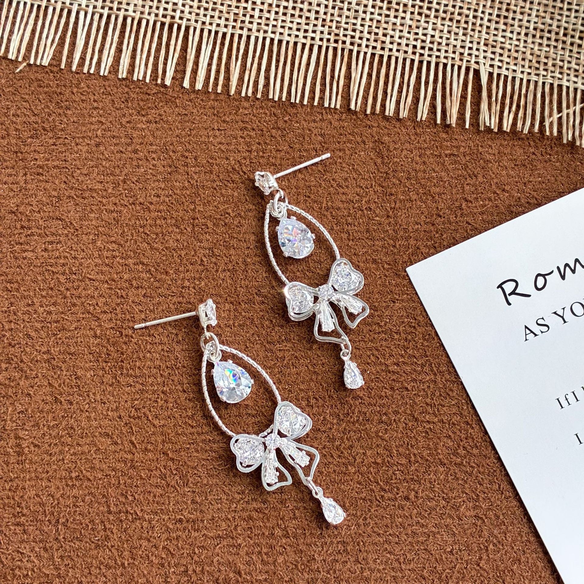 Elaborate Gold Butterfly Drop Earrings For Women With Sweet Style Featuring Zircon Inlay And Copper Material