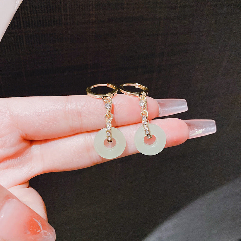 Heart Shape Earrings For Women In Green Alloy Featuring Electroplated Finish With 304 Stainless Steel Ear Pins
