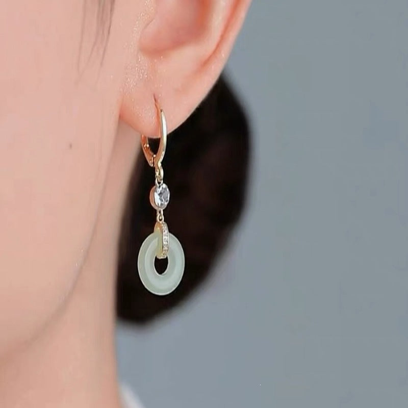 Heart Shape Earrings For Women In Green Alloy Featuring Electroplated Finish With 304 Stainless Steel Ear Pins