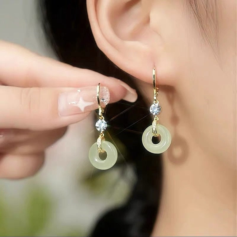Heart Shape Earrings For Women In Green Alloy Featuring Electroplated Finish With 304 Stainless Steel Ear Pins