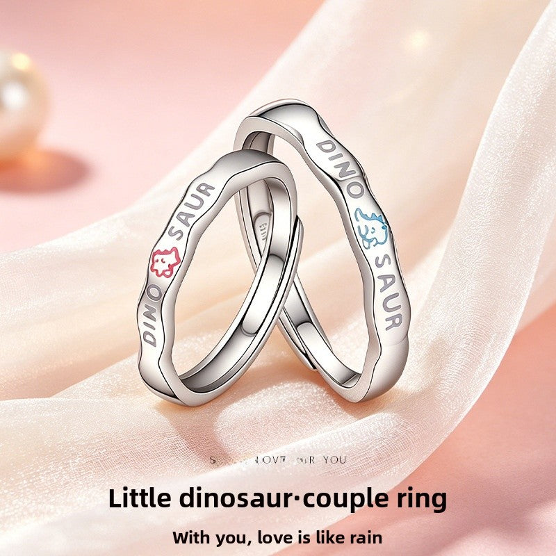 Couple Dinosaur Rings In Copper With Electroplated Gold Plating, 1 Pair