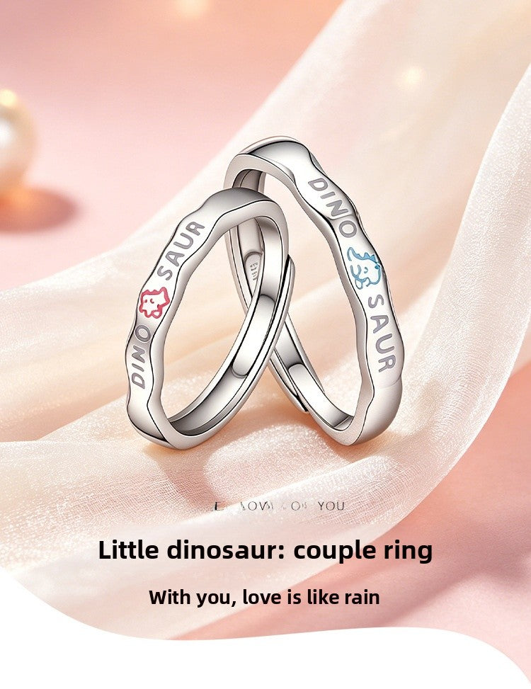 Couple Dinosaur Rings In Copper With Electroplated Gold Plating, 1 Pair