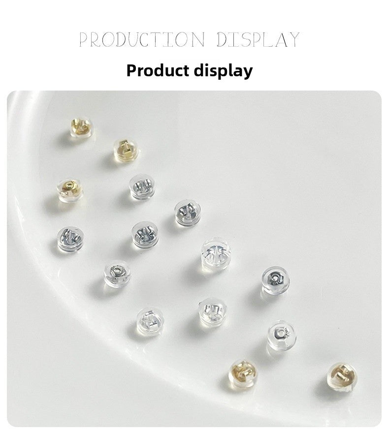 2 PCS 14k Gold Filled Electroplated Hamburger Ear Nuts With 5~5.9mm Hole Size Featuring Silica Gel Inlay