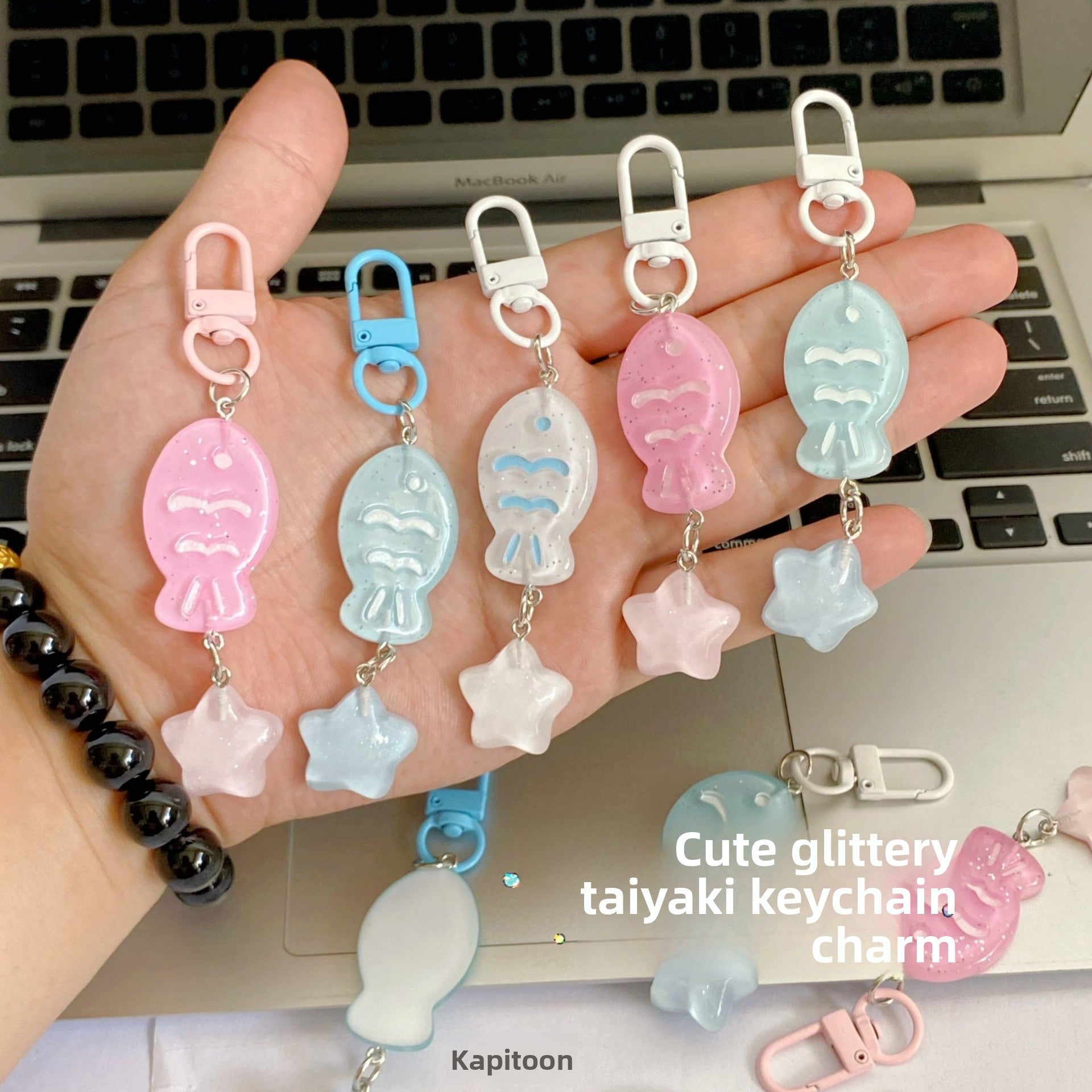 Handmade Fish Key Chain In Colour, Cute Style With Plastic Material, Perfect Summer Accessory