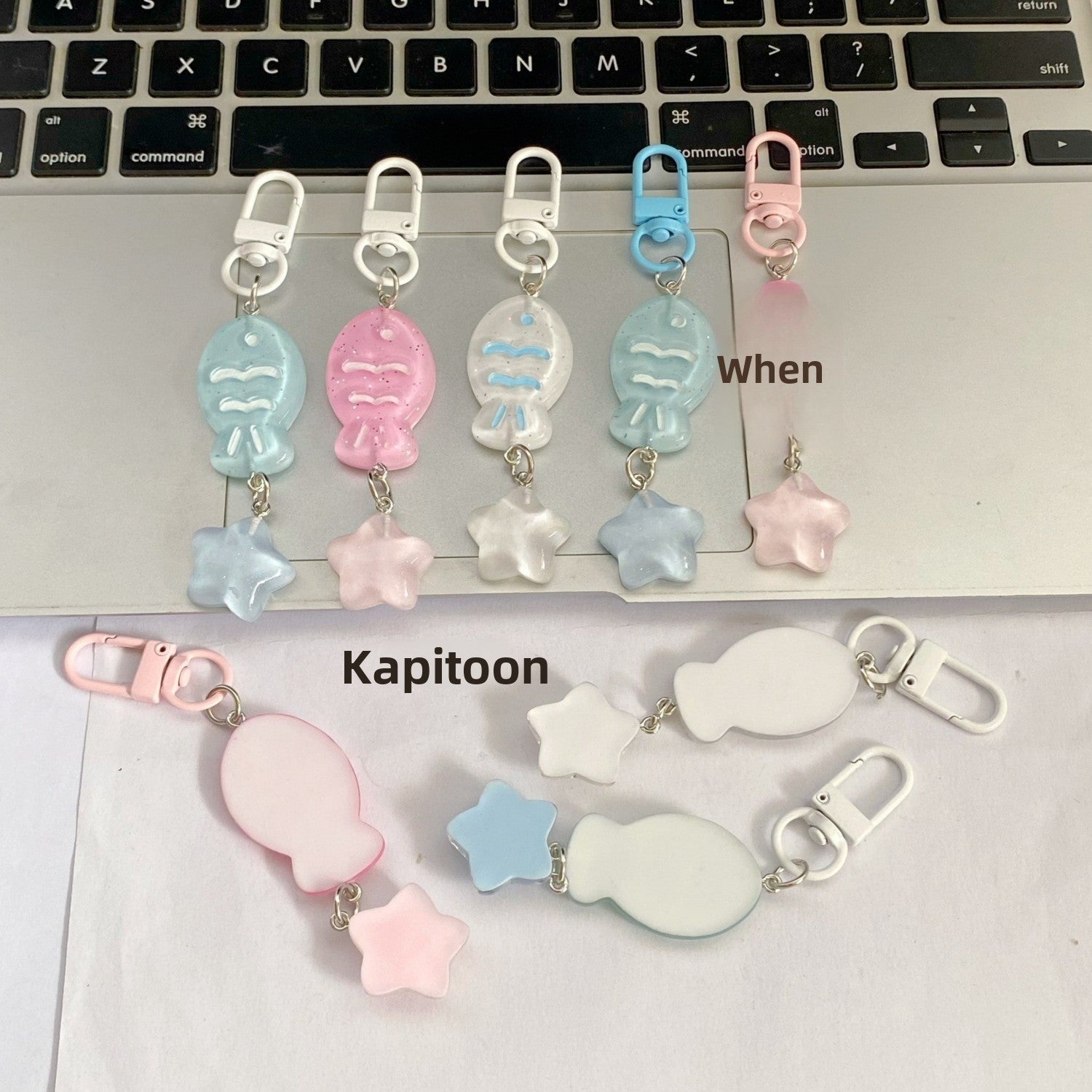 Handmade Fish Key Chain In Colour, Cute Style With Plastic Material, Perfect Summer Accessory