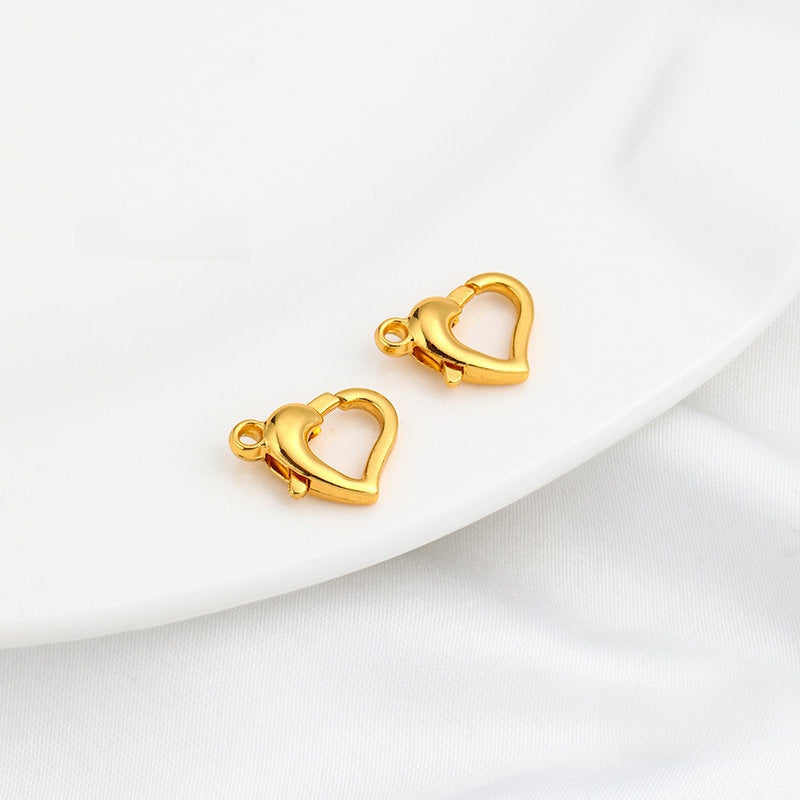 14k Gold Filled Heart Shape Jewelry Accessory With Electroplated Finish Featuring Spring Ring Trigger And Lobster Clasp Closure, 1 PCS