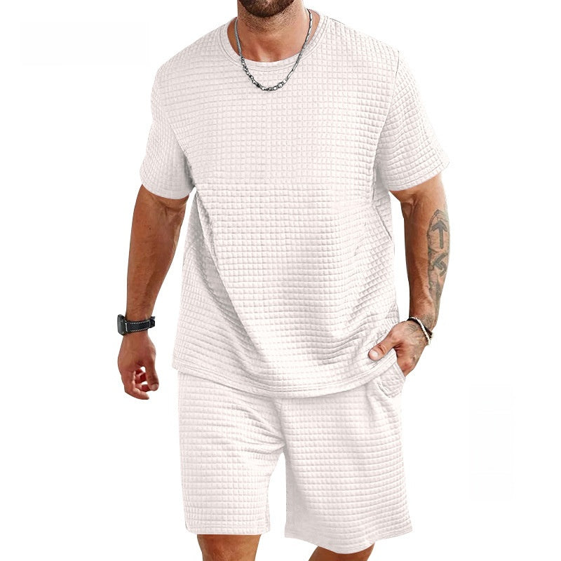 Men's Casual Solid White Polyester Shorts Co-ord Set For Sport