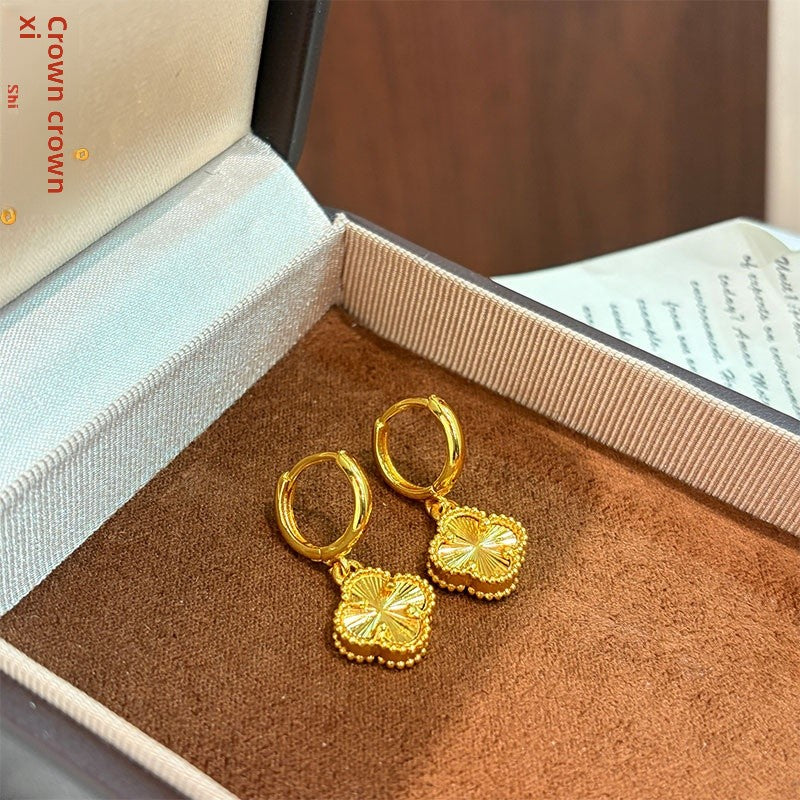 Lucky Heart Earrings For Women In Gold Featuring Copper Ear Pins With Simple Style Design