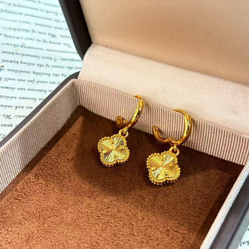 Lucky Heart Earrings For Women In Gold Featuring Copper Ear Pins With Simple Style Design