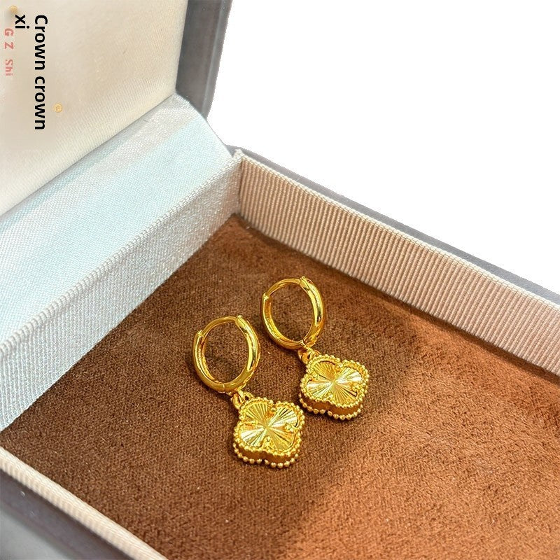 Lucky Heart Earrings For Women In Gold Featuring Copper Ear Pins With Simple Style Design