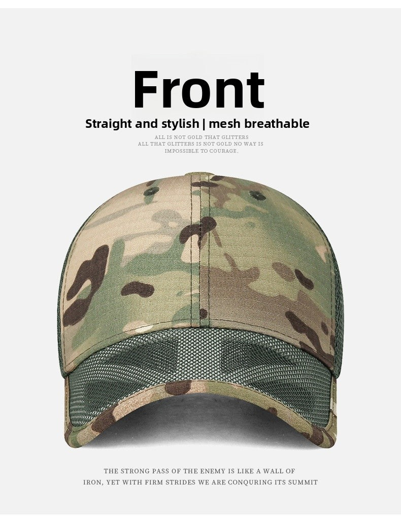 Men's Casual Camouflage Baseball Cap With Wide Brim, Quick Dry Polyester Material Featuring Hollow Out Design