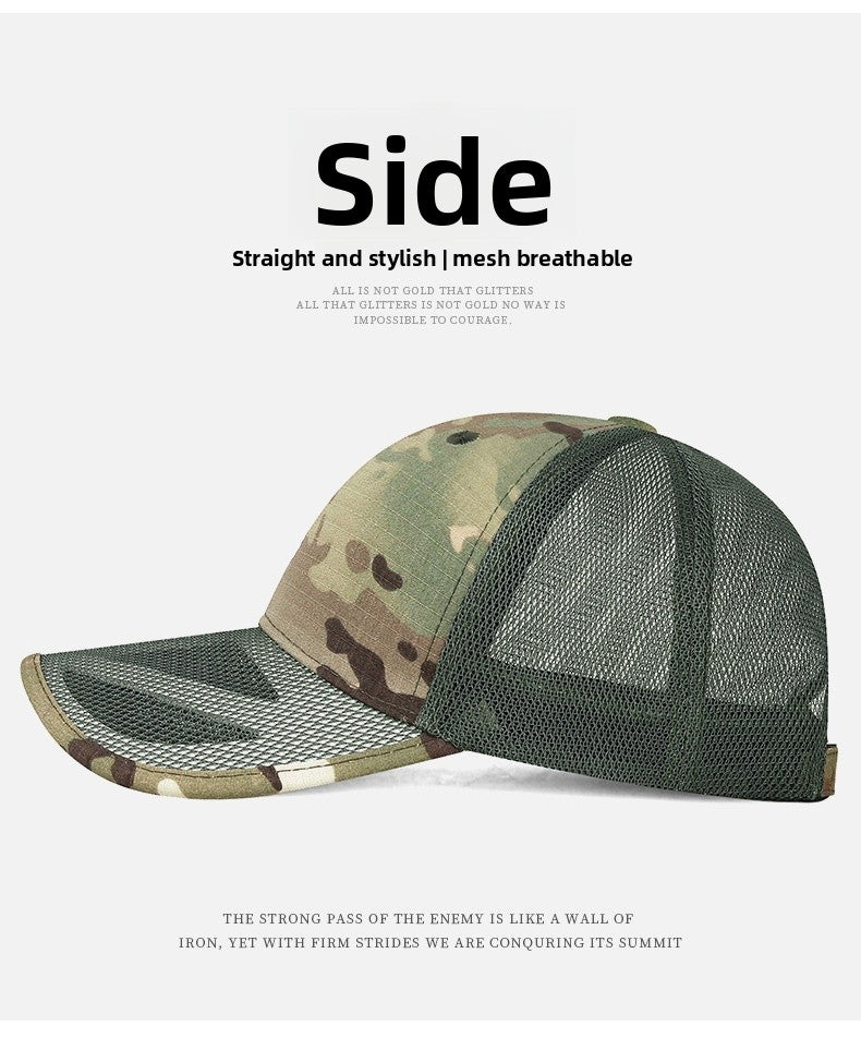 Men's Casual Camouflage Baseball Cap With Wide Brim, Quick Dry Polyester Material Featuring Hollow Out Design