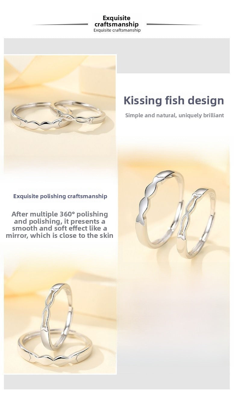 Couple Fish Open Rings In Copper Alloy With Electroplated Gold Plating Process