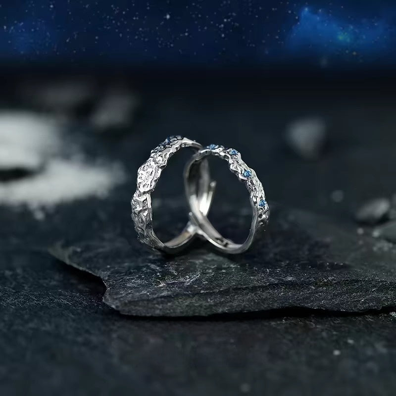 Sweet Couple Copper Star Rings With Zircon Inlay, Perfect For Valentine's Day