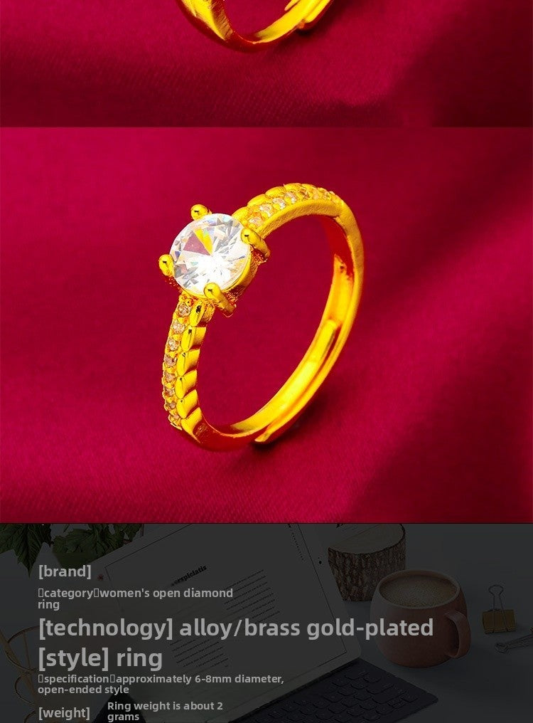 Geometric Open Rings For Women In Simple Style, Brass Material With Golden Plated Electroplated Finish And Glass Stone Inlay