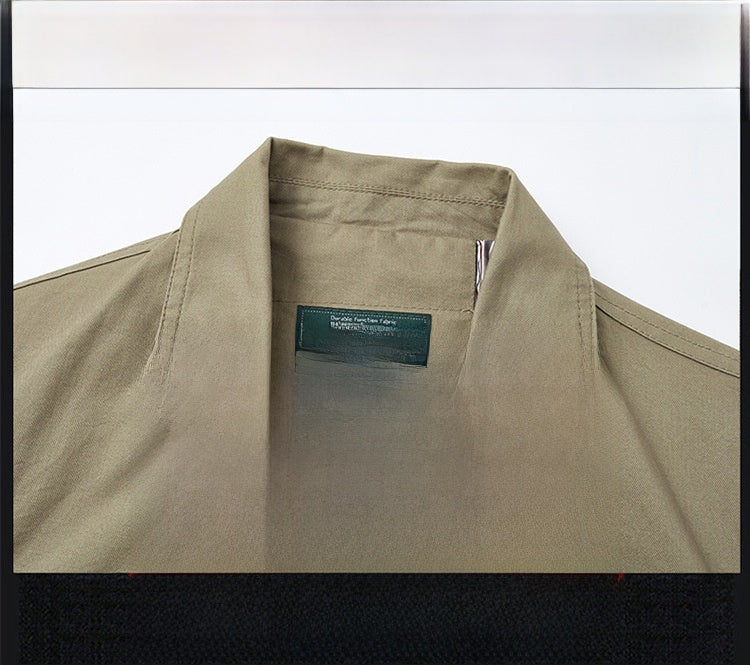 Men's Vintage Style Solid Color Blazer In Khaki With Cotton Fabric And Lapel Collar