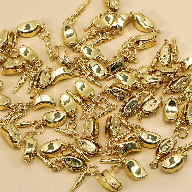 5 PCS Copper Jewelry Buckles With 18K Real Gold Electroplated Finish In Sweet Style, Gold Color Accessories