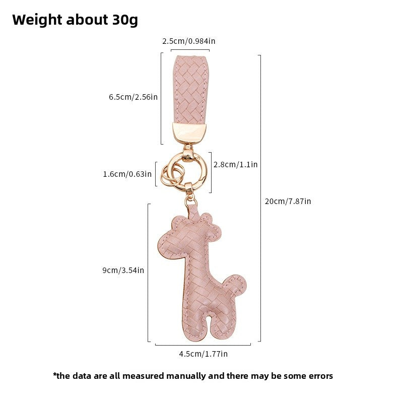 Giraffe Key Chain In Apricot Featuring Durable PU Leather Material
