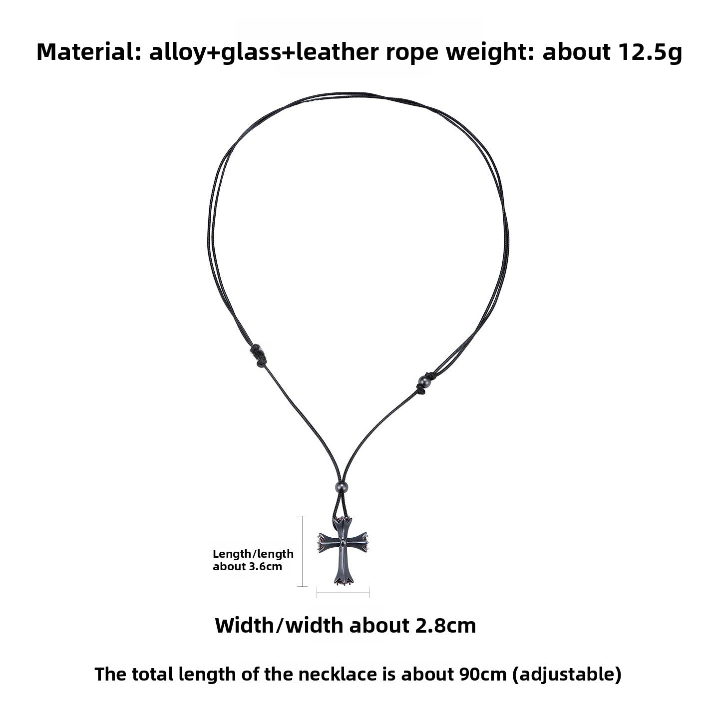 Cross Braid Sweater Chain Necklace In Dyed Black Alloy With Twisted Rope Chain, Designed For Women