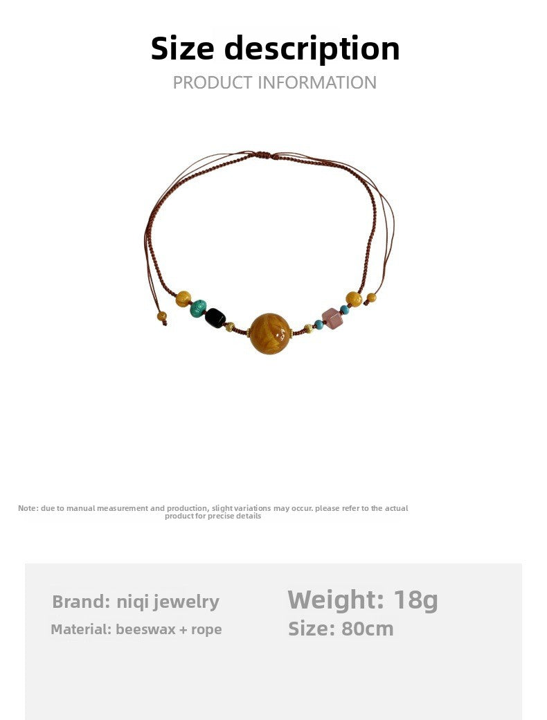 Ethnic Style Pendant Necklace With Beading Craft And Rope Beaded Chain, Unisex Colour Beading Material