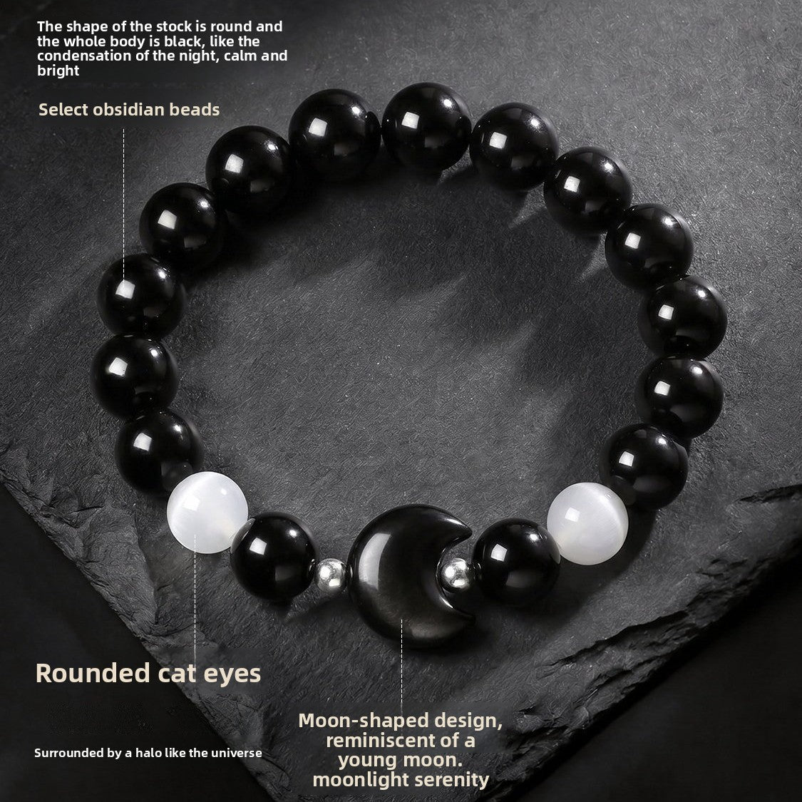 Couple Obsidian Beaded Star Pattern Bracelet In Dyed Black, Perfect Birthday Gift