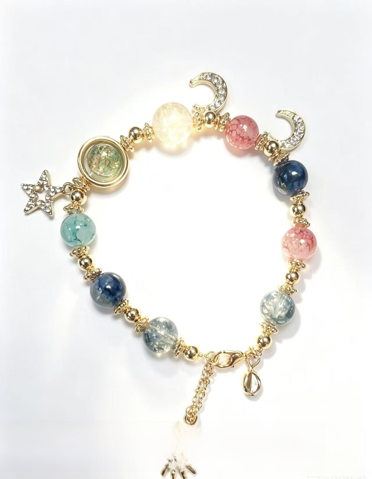 Handmade Galaxy Pattern Natural Stone Bracelets For Women, Featuring Natural Stone Inlay, Perfect For Birthday Gifts