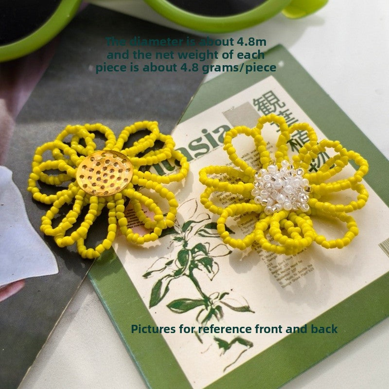 Flowers Pattern Jewelry Accessories Featuring Beads Inlay And Knitting Craft In Sweet Style With Yellow Color