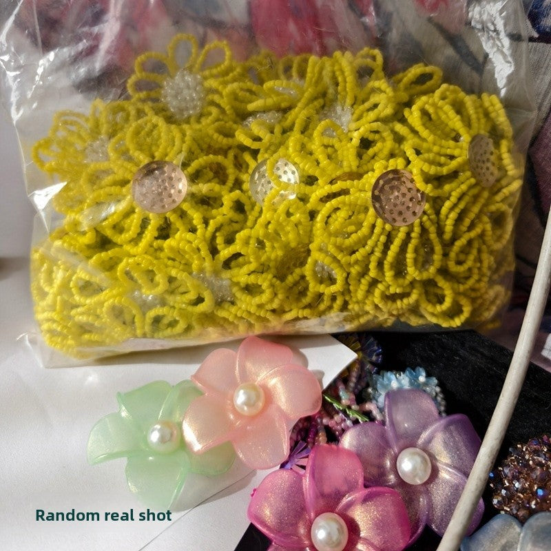 Flowers Pattern Jewelry Accessories Featuring Beads Inlay And Knitting Craft In Sweet Style With Yellow Color