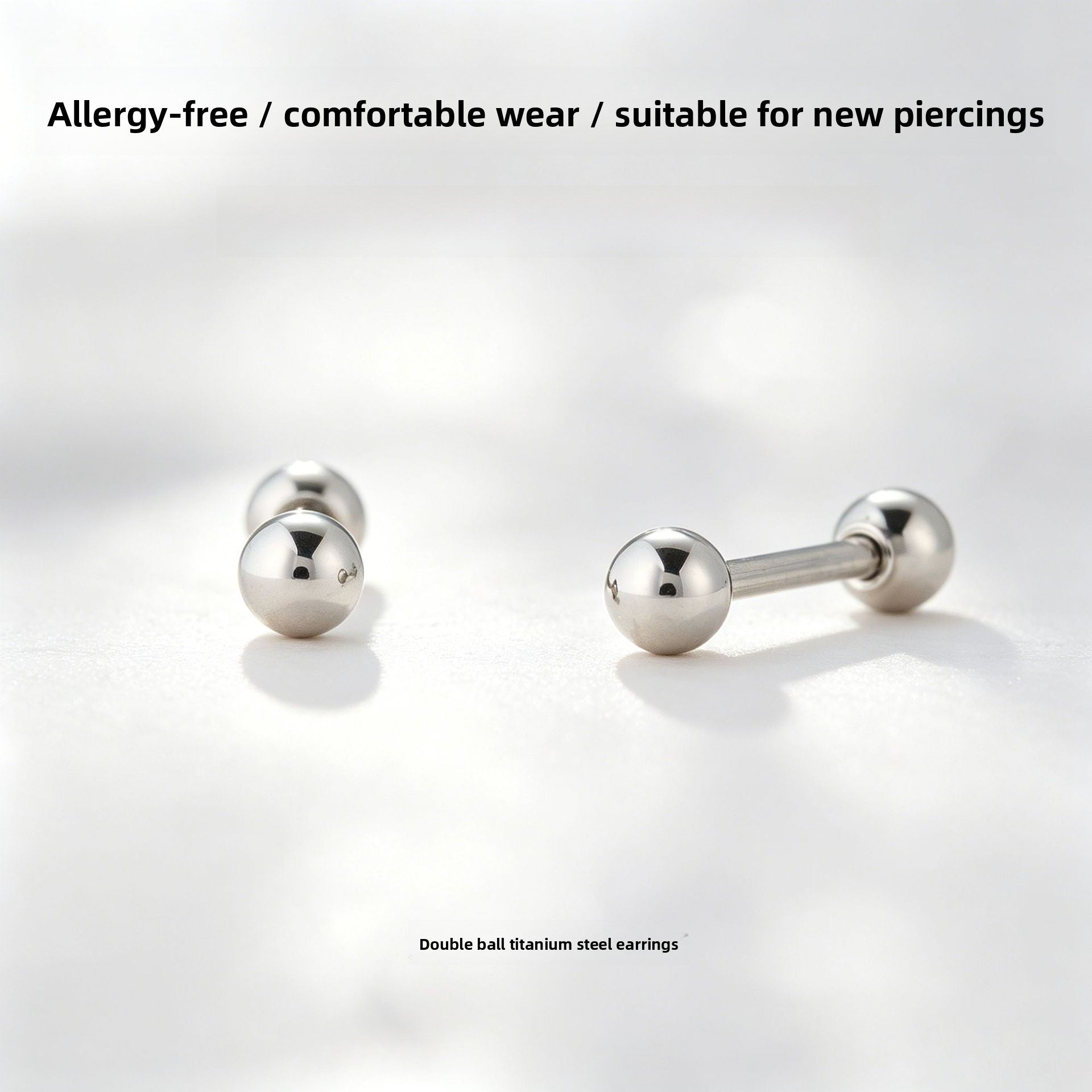 Geometric White Stud Earrings For Unisex Featuring Titanium Steel Posts And Zircon Inlay