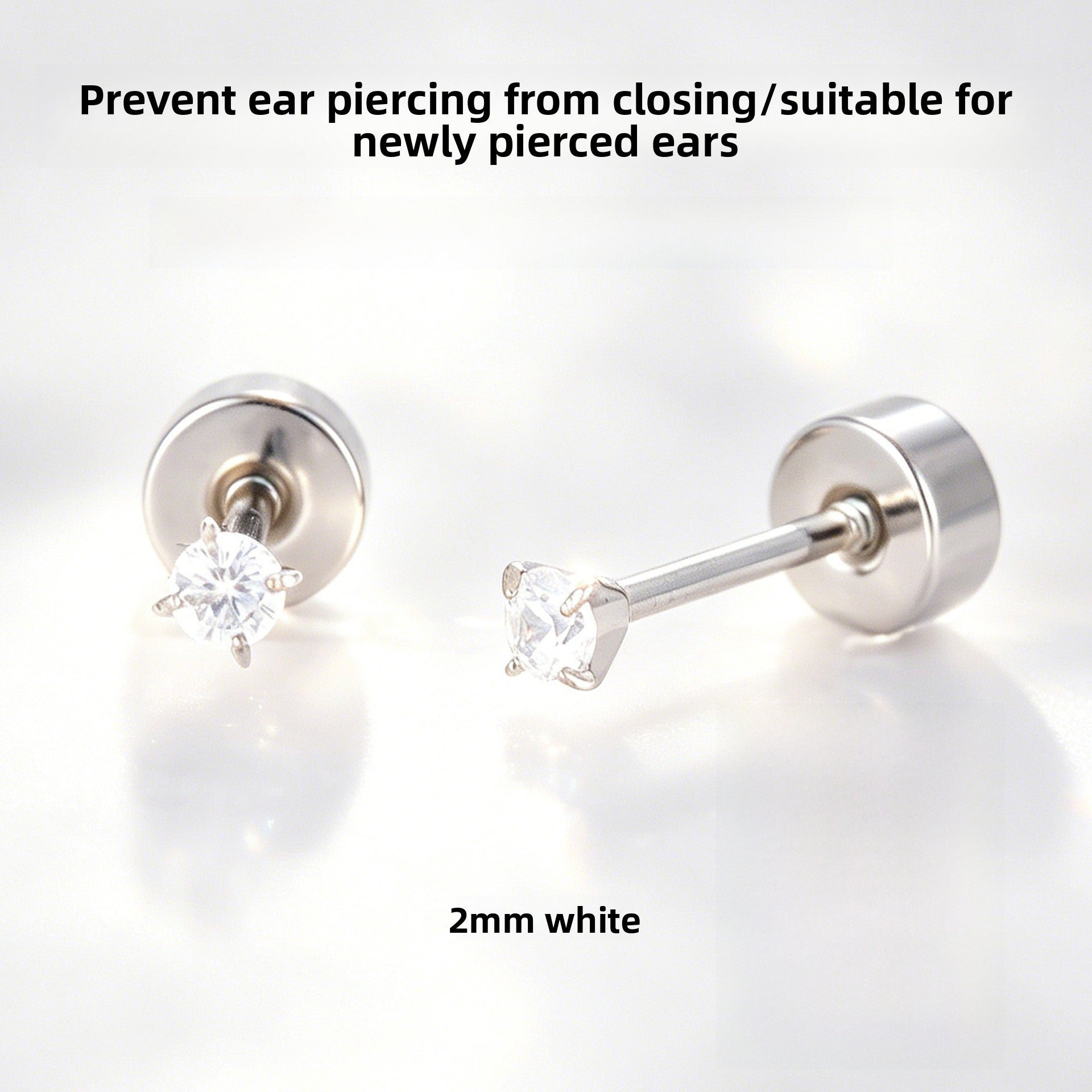 Geometric White Stud Earrings For Unisex Featuring Titanium Steel Posts And Zircon Inlay