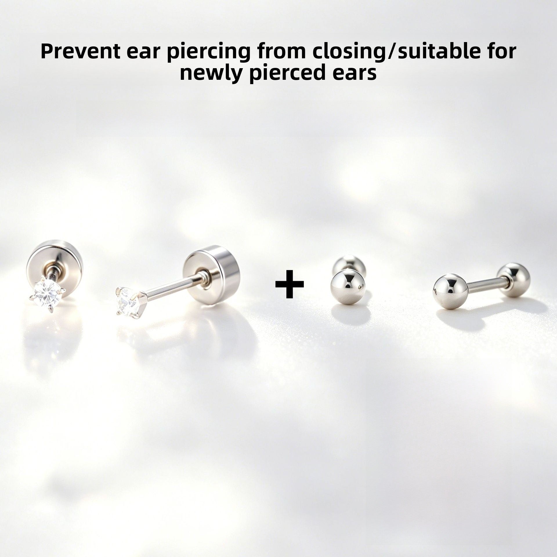 Geometric White Stud Earrings For Unisex Featuring Titanium Steel Posts And Zircon Inlay