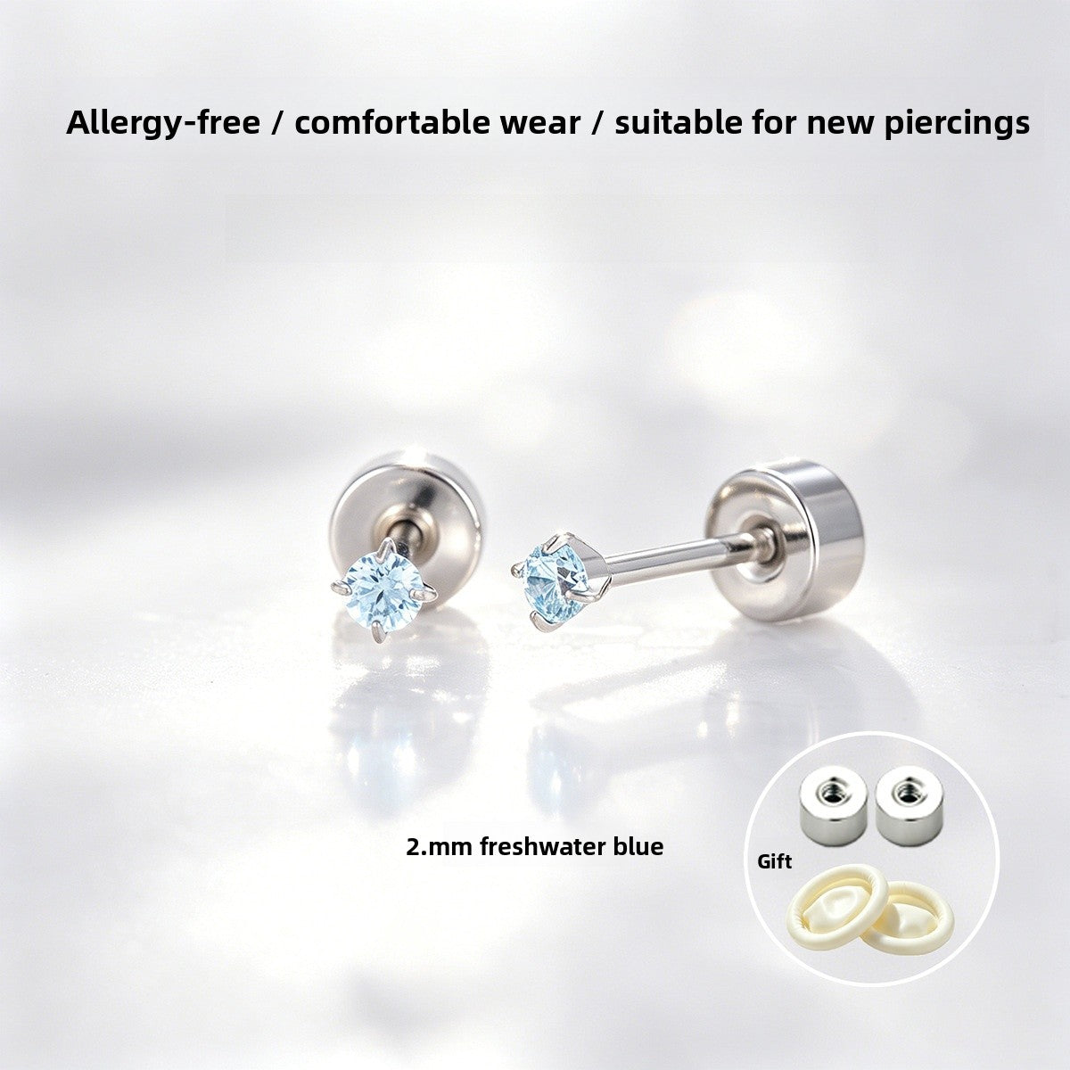 Geometric White Stud Earrings For Unisex Featuring Titanium Steel Posts And Zircon Inlay