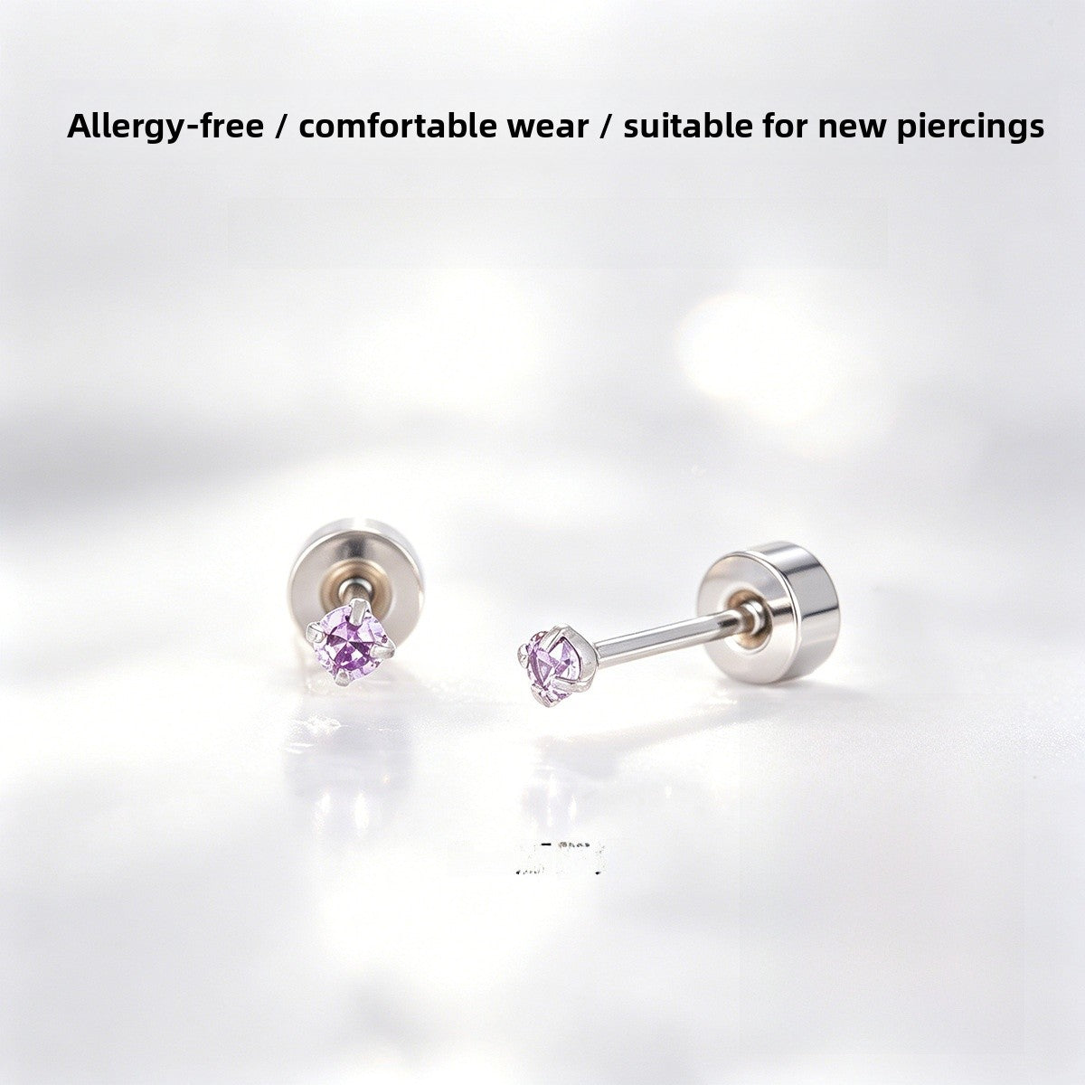 Geometric White Stud Earrings For Unisex Featuring Titanium Steel Posts And Zircon Inlay