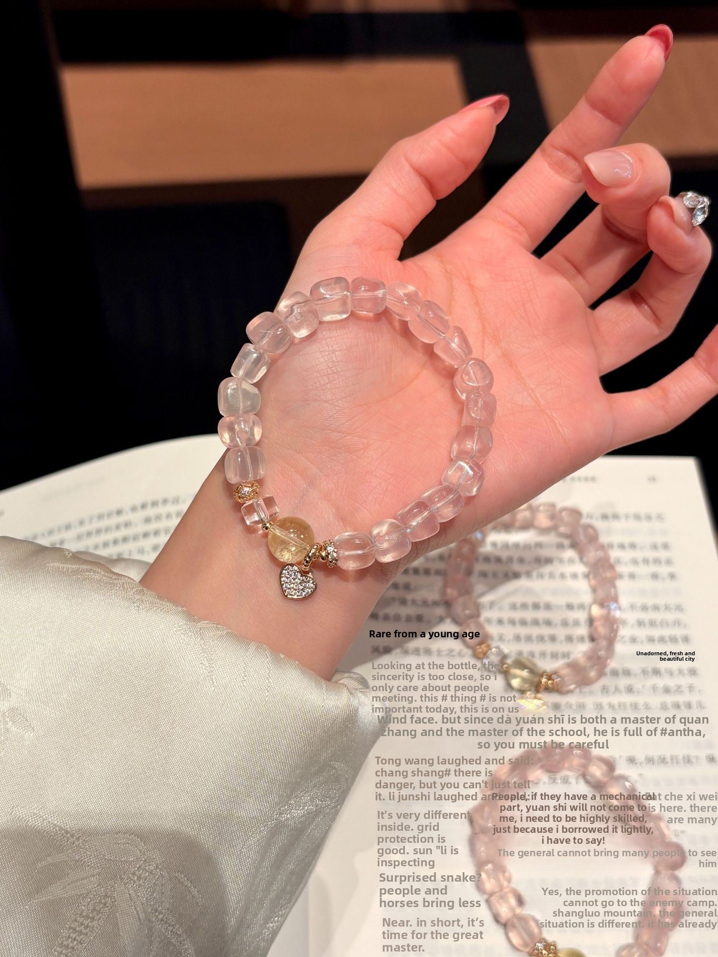 Heart Shape Beaded Natural Stone Bracelet For Women In Natural Pink, Perfect For Festival Occasions