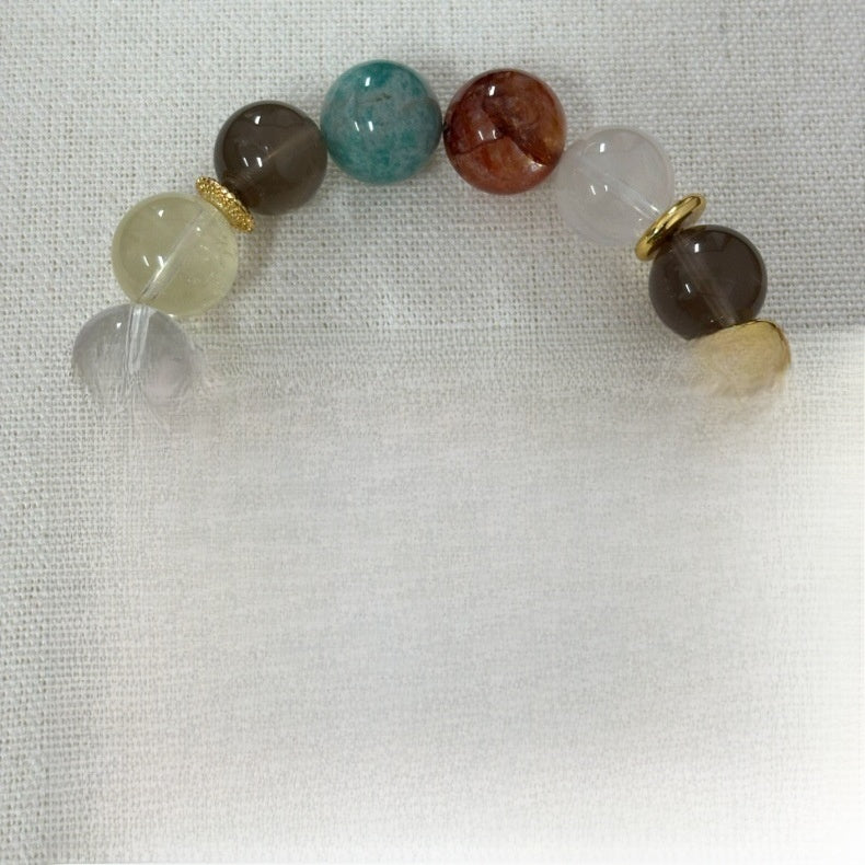 Handmade Unisex Crystal Flower Bracelet With Amazonite Inlay In Multicolor